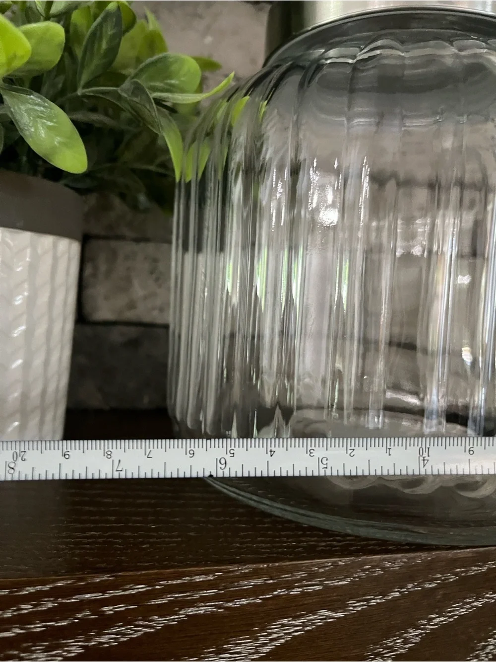 Large Ribbed Glass Storage Jar w/ Stainless Lid ~🆕~ Many Uses